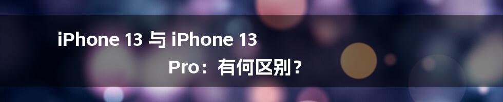iPhone 13 与 iPhone 13 Pro:有何区别?