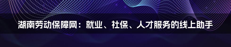 湖南劳动保障网:就业、社保、人才服务的线上助手