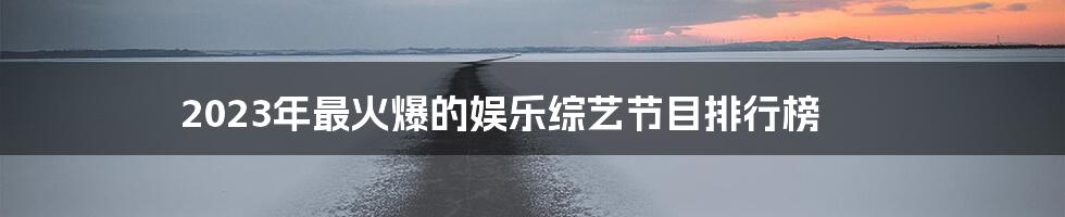 2023年最火爆的娱乐综艺节目排行榜