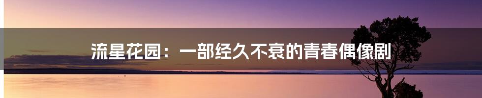 流星花园:一部经久不衰的青春偶像剧