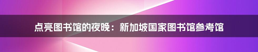 点亮图书馆的夜晚:新加坡国家图书馆参考馆