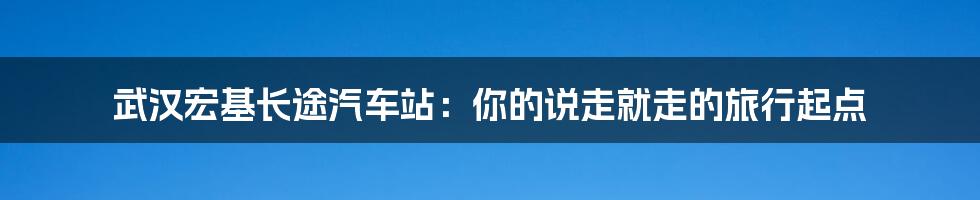 武汉宏基长途汽车站:你的说走就走的旅行起点
