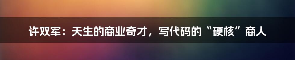 许双军:天生的商业奇才,写代码的“硬核”商人