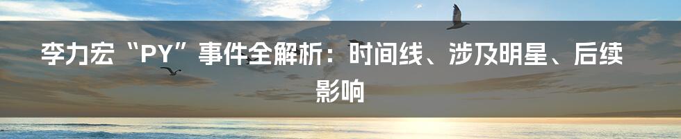 李力宏“PY”事件全解析：时间线、涉及明星、后续影响