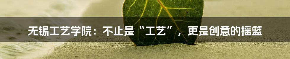 无锡工艺学院:不止是“工艺”,更是创意的摇篮