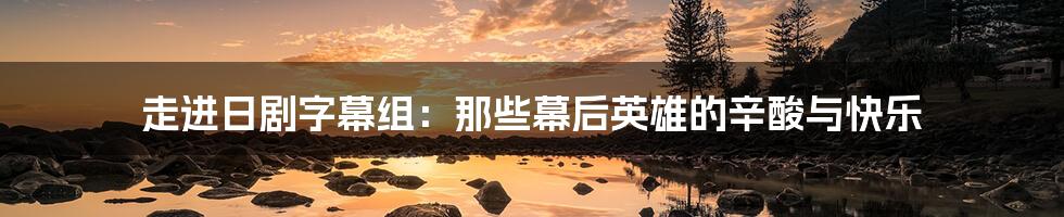 走进日剧字幕组:那些幕后英雄的辛酸与快乐