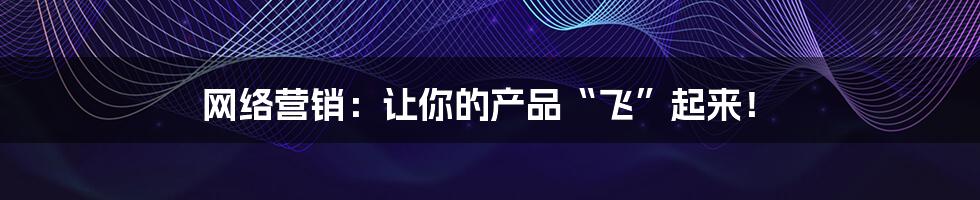 网络营销:让你的产品“飞”起来!