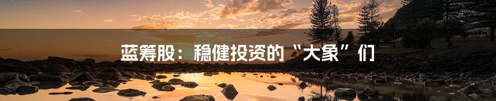 蓝筹股：稳健投资的“大象”们