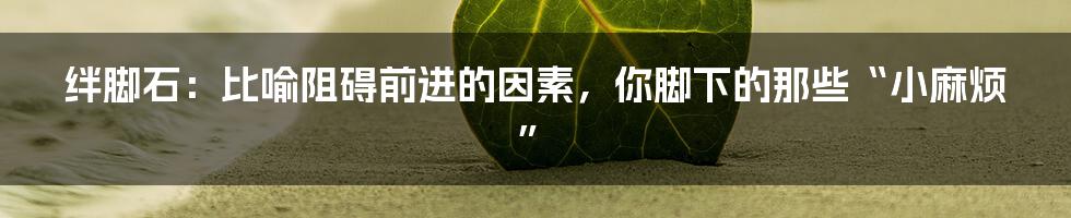 绊脚石:比喻阻碍前进的因素,你脚下的那些“小麻烦”