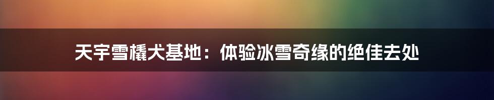 天宇雪橇犬基地:体验冰雪奇缘的绝佳去处