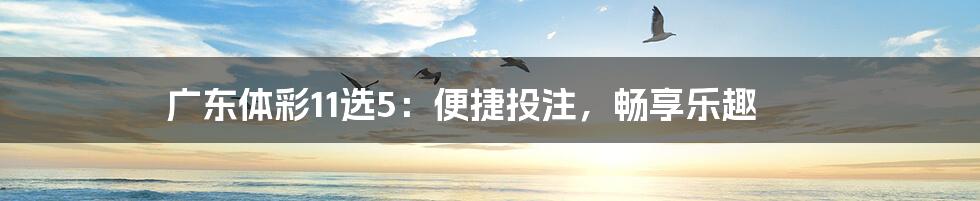 广东体彩11选5:便捷投注,畅享乐趣