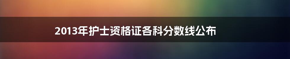 2013年护士资格证各科分数线公布