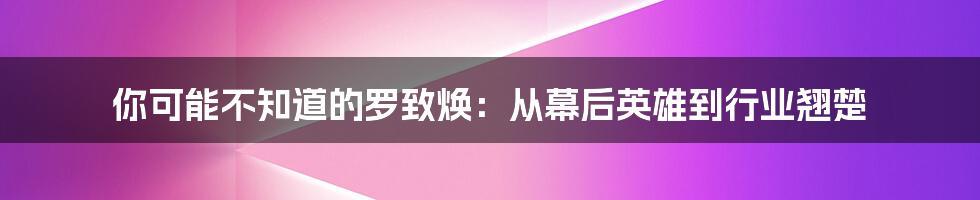 你可能不知道的罗致焕:从幕后英雄到行业翘楚