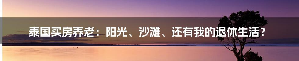 泰国买房养老:阳光、沙滩、还有我的退休生活?