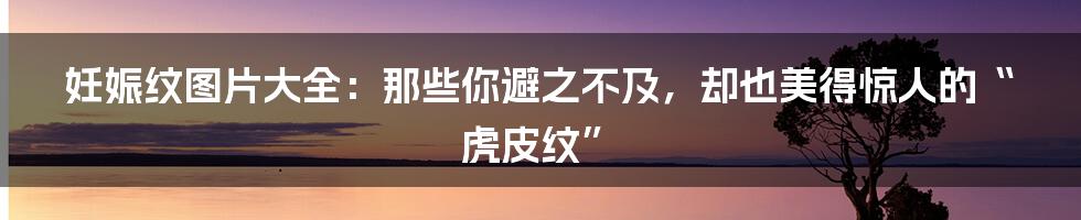 妊娠纹图片大全:那些你避之不及,却也美得惊人的“虎皮纹”