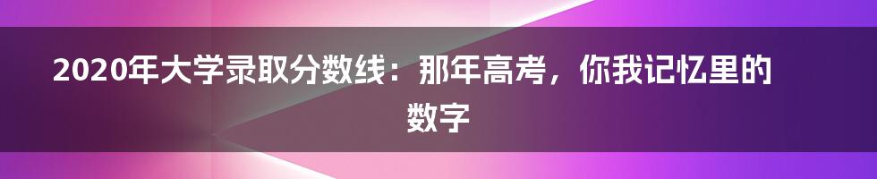 2020年大学录取分数线:那年高考,你我记忆里的数字