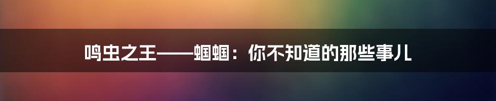 鸣虫之王——蝈蝈:你不知道的那些事儿