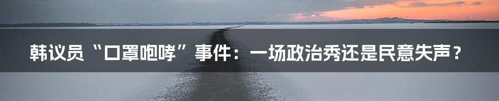 韩议员“口罩咆哮”事件:一场政治秀还是民意失声?