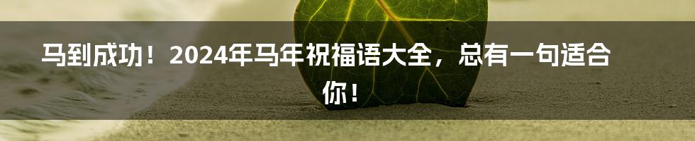 马到成功！2024年马年祝福语大全，总有一句适合你！