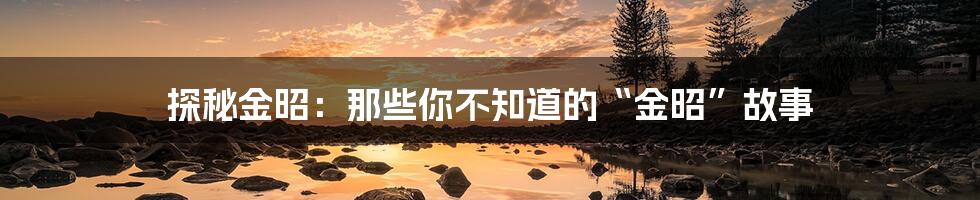 探秘金昭：那些你不知道的“金昭”故事