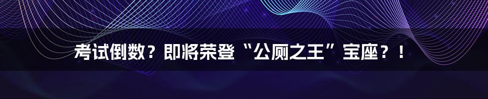 考试倒数？即将荣登“公厕之王”宝座？！