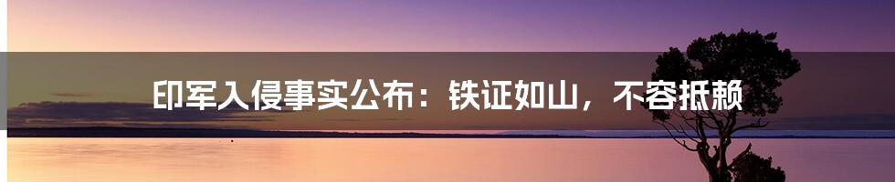 印军入侵事实公布：铁证如山，不容抵赖