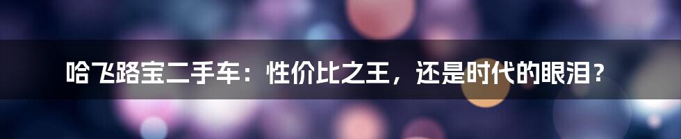 哈飞路宝二手车:性价比之王,还是时代的眼泪?