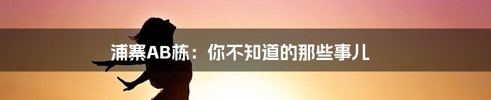 浦寨AB栋:你不知道的那些事儿