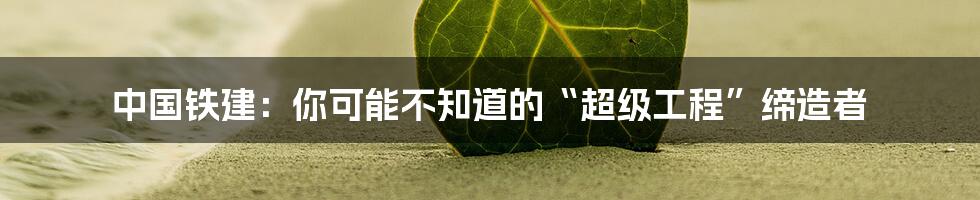 中国铁建：你可能不知道的“超级工程”缔造者