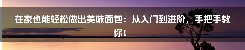 在家也能轻松做出美味面包:从入门到进阶,手把手教你!
