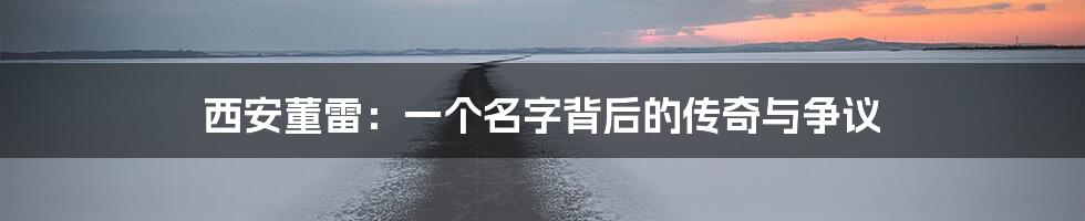 西安董雷:一个名字背后的传奇与争议