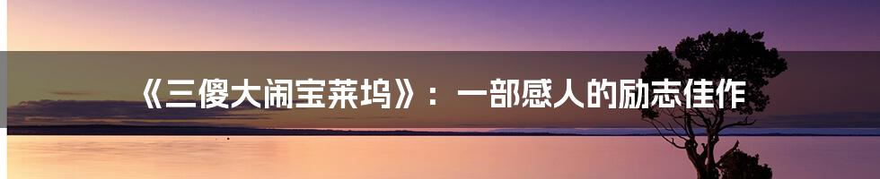《三傻大闹宝莱坞》:一部感人的励志佳作