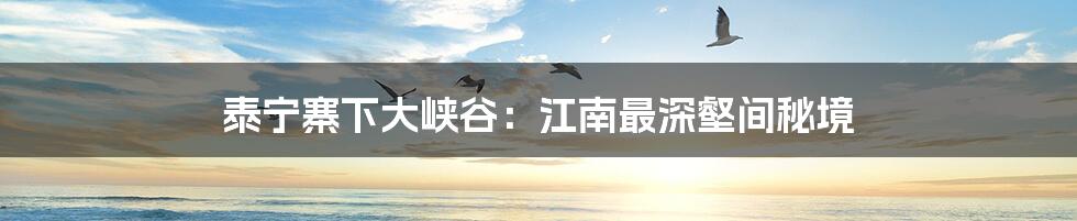 泰宁寨下大峡谷:江南最深壑间秘境
