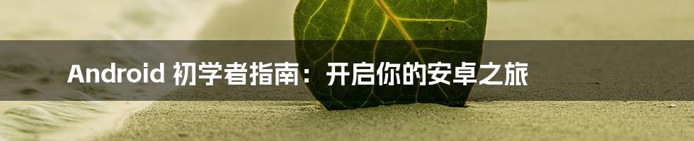 Android 初学者指南:开启你的安卓之旅