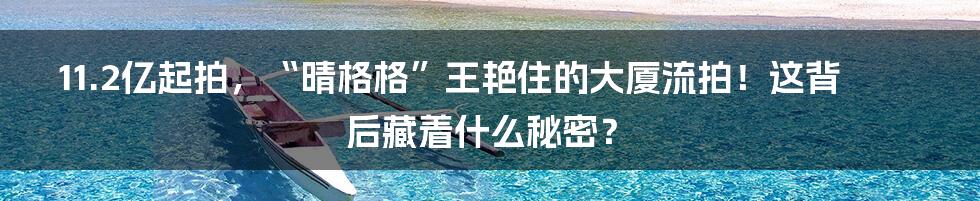 11.2亿起拍,“晴格格”王艳住的大厦流拍!这背后藏着什么秘密?