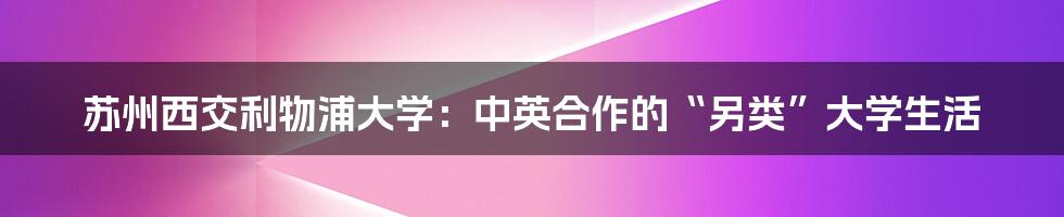 苏州西交利物浦大学:中英合作的“另类”大学生活