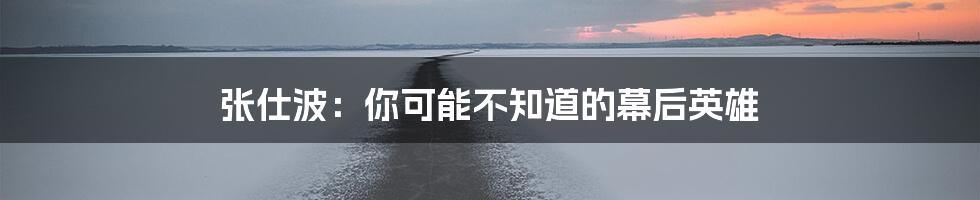张仕波：你可能不知道的幕后英雄