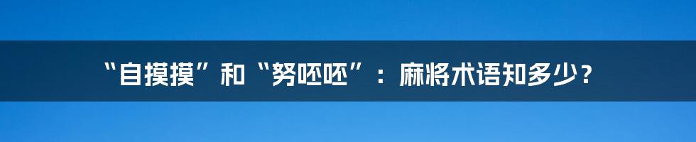 “自摸摸”和“努呸呸”:麻将术语知多少?