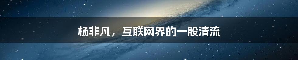 杨非凡,互联网界的一股清流