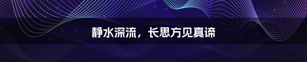 静水深流,长思方见真谛
