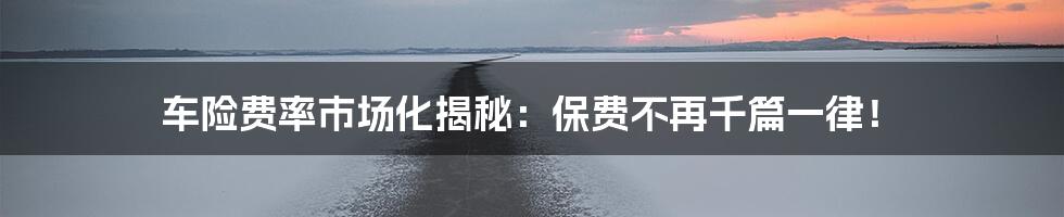 车险费率市场化揭秘:保费不再千篇一律!