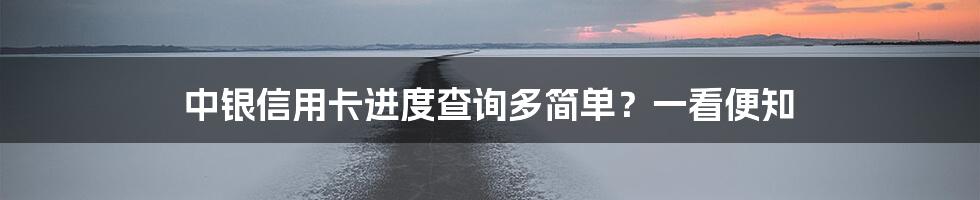 中银信用卡进度查询多简单?一看便知