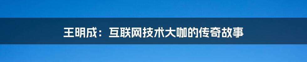 王明成:互联网技术大咖的传奇故事