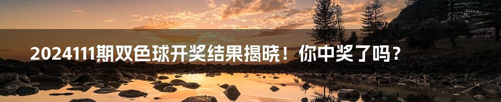 2024111期双色球开奖结果揭晓!你中奖了吗?