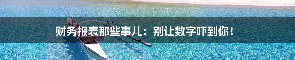 财务报表那些事儿:别让数字吓到你!