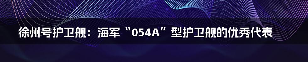 徐州号护卫舰:海军“054A”型护卫舰的优秀代表