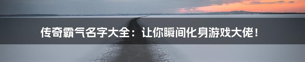 传奇霸气名字大全:让你瞬间化身游戏大佬!
