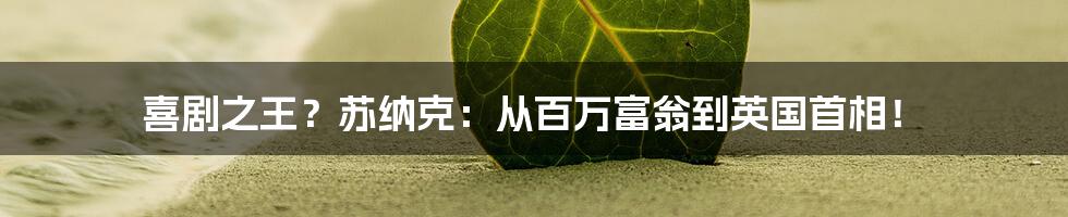 喜剧之王?苏纳克:从百万富翁到英国首相!