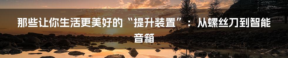 那些让你生活更美好的“提升装置”:从螺丝刀到智能音箱