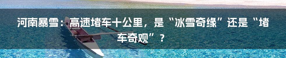 河南暴雪:高速堵车十公里,是“冰雪奇缘”还是“堵车奇观”?